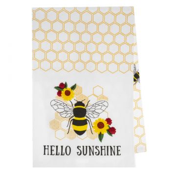 Ganz Midwest-CBK Bee & Honeycomb Tea Towel - Hello Sunshine