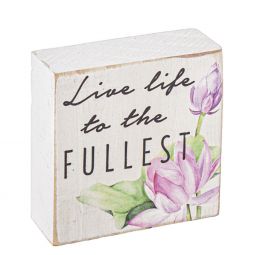 Ganz Watercolor Lilies with Dragonflies Block - Live Life
