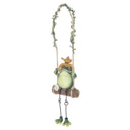 Ganz Swing into Spring Frog Ornament - Wearing Hat with Butterfly