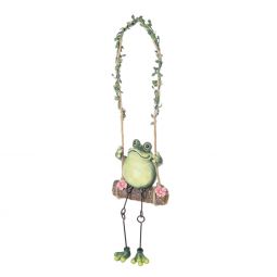 Ganz Swing into Spring Frog Ornament - With Pink Flowers