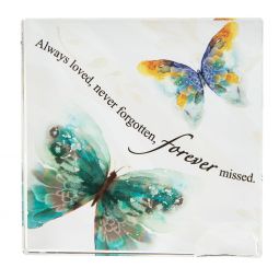 Ganz Blooming Butterflies Beveled Glass Block - Forever Missed