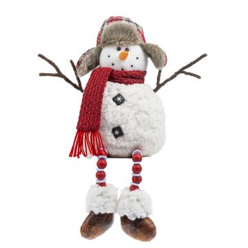 Ganz Modern Plaid Stuffed Snowman Shelfsitter - Lumberjack Hat