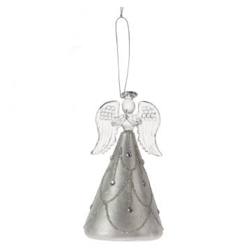 Ganz Christmas Light Up Shimmer Angel Ornament - Silver