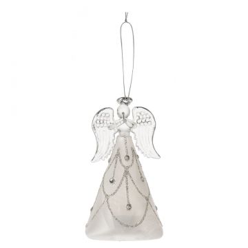 Ganz Christmas Light Up Shimmer Angel Ornament - White