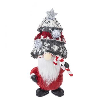 Ganz Gnome With Christmas Tree Hat - Holding Candy Cane