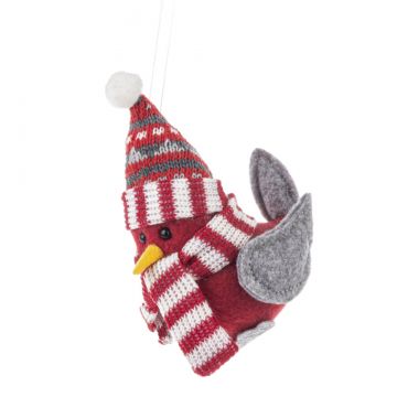 Ganz Beanie Bird Ornament - Striped Cone Hat
