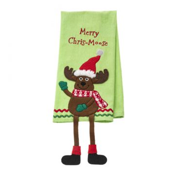 Ganz Holiday Dangle Leg Kitchen Towel - Moose