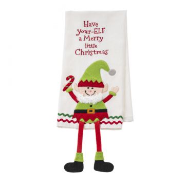 Ganz Holiday Dangle Leg Kitchen Towel - Elf