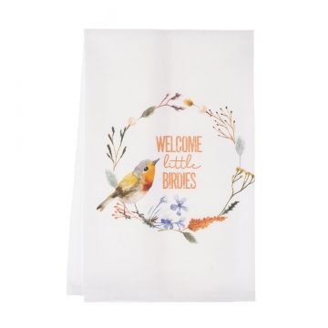 Ganz Midwest-CBK Wildflower & Bird Tea Towel - Welcome Little Birdies