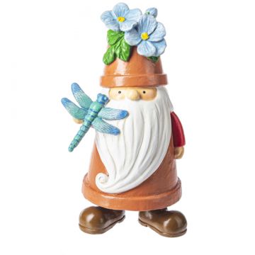 Ganz Midwest-CBK Garden Pot Gnome Figurine - Forget Me Nots