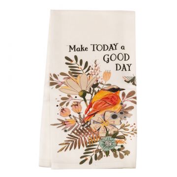 Ganz CBK-Midwest Bird & Botanical Tea Towel - Make Today a Good Day