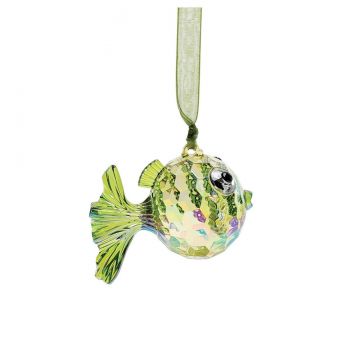Facets Puff Fish Ornament - Green