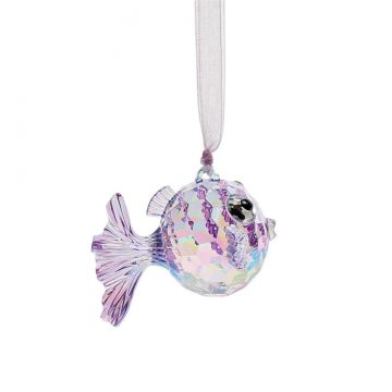 Facets Puff Fish Ornament - Purple