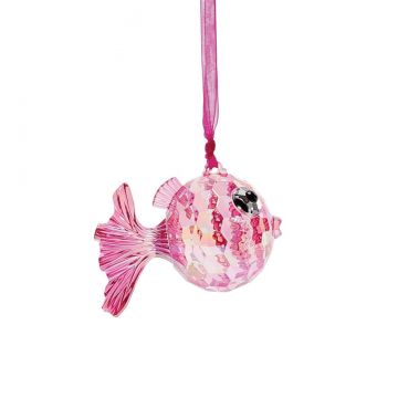 Facets Puff Fish Ornament - Pink