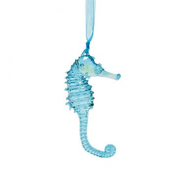 Facets Seahorse Ornament - Blue