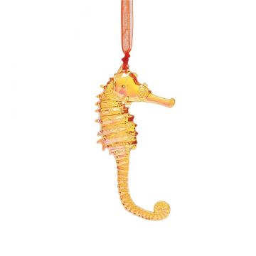 Facets Seahorse Ornament - Amber