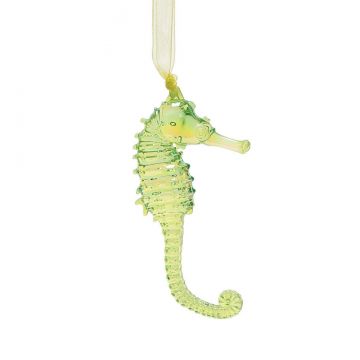 Facets Seahorse Ornament - Green