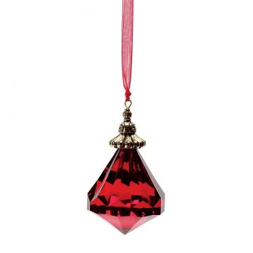 Facets Gold Top Teardrop Ornament - Red