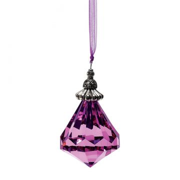 Facets Silver Top Teardrop Ornament - Purple
