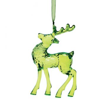 Facets Reindeer Ornament - Green