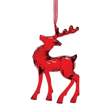 Facets Reindeer Ornament - Red