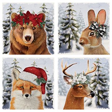 Carson Home Accents Winter Animal Square House Coaster Set