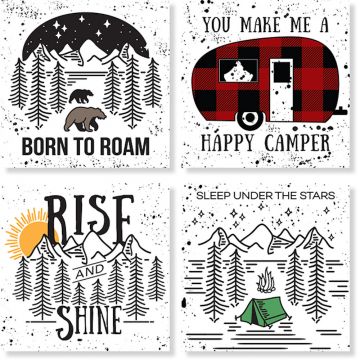 Carson Home Accents Camp Travel Square House Coaster Set