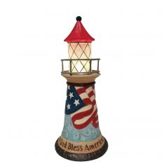 Jim Shore Heartwood Creek Patriotic LED Lighthouse "Let Freedom Shine"