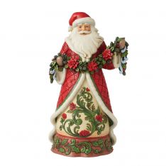 Jim Shore Heartwood Creek Santa with Poinsettia Garland Figurine