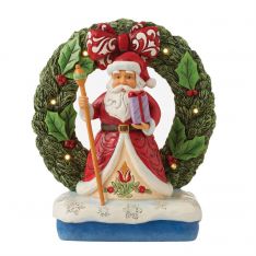 Jim Shore Heartwood Creek Santa by Light-Up Wreath Figurine