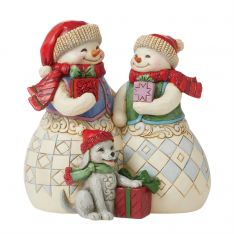 Jim Shore Heartwood Creek Snow Couple with Puppy Figurine
