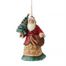 Jim Shore Heartwood Creek Santa with Tree and Toybag Ornament