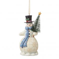 Jim Shore Heartwood Creek Snowman with Sisal Tree Ornament