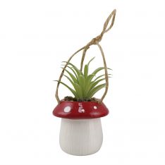 Our Name Is Mud Sculpted Hanging Mushroom Planter with Faux Plant