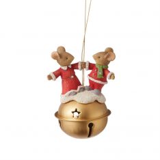 Tails with Heart Christmas Bell Couple Mice Ornament