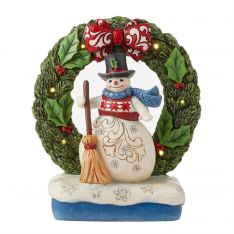 Jim Shore Heartwood Creek Snowman by Light-Up Wreath Figurine