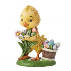 Jim Shore Heartwood Creek Chick with Flowers Pint-Sized Figurine