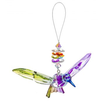 Ganz Crystal Expressions Hummingbird Rainbow Pendant - Green, Blue & Purple