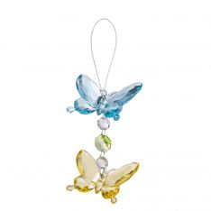 Ganz Crystal Expressions Blue, Green & Yellow Double Tiered Butterfly Ornament
