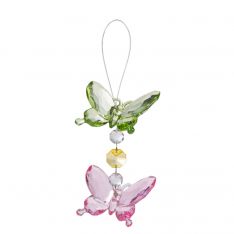 Ganz Crystal Expressions Green, Yellow & Pink Double Tiered Butterfly Ornament