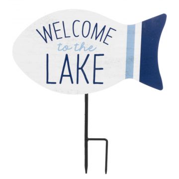 Ganz Fish with Lake Text Mini Yard Stake - Welcome To The Lake