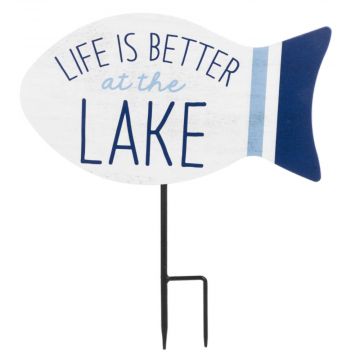 Ganz Fish with Lake Text Mini Yard Stake - Life Is Better At The Lake
