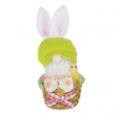 Ganz Bunny Gnome Figurine Sitting in a Basket Holding Chick