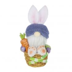 Ganz Bunny Gnome Figurine Sitting in a Basket Holding Carrot