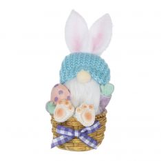 Ganz Bunny Gnome Figurine Sitting in a Basket Holding Egg