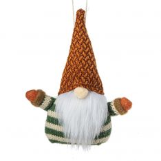 Ganz Stuffed Gnome Ornament - Green Stripes