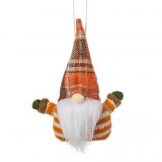 Ganz Stuffed Gnome Ornament - Orange Stripes