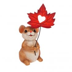Ganz Friends Of Nature Figurine - Mouse with Red Leaf