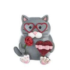Ganz Pawsitively Yours Forever Cat Holding Box of Chocolate Figurine