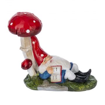 Ganz Cottagecore Mushroom Figurine - Gnome with Book On Side
